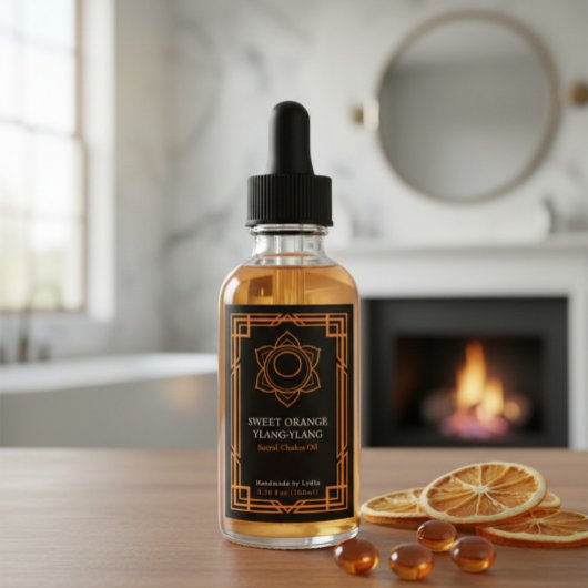 Custom Svadhisthana Sacral Chakra Essential Oil  Wijn Etiket
