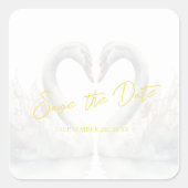 Custom Swan Wedding Save the Date Vierkante Sticker (Voorkant)