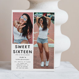 Custom 'SWEET 16' 2 Foto 16e Verjaardagsfeest Kaart