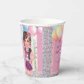 Custom Sweet 16 karikatuur met ballonnen Papieren Bekers (Rechts)