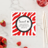 Custom Sweet 16 Verjaardag Servet Rode Zebra (Insitu)