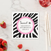 Custom Sweet 16 Verjaardag Servet Roze Zebra (Insitu)