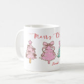 Custom Sweet Aesthetic Girly Hand Drawn Christmas  Koffiemok (Voorkant links)