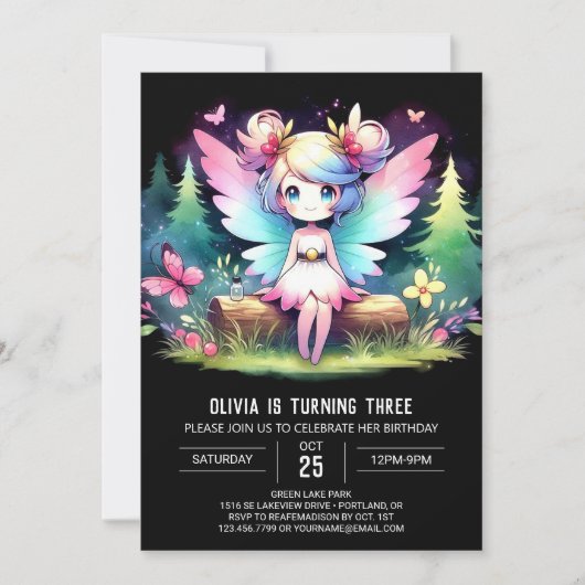 Custom Sweet Fairy Verjaardag Kaart (Voorkant)