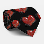 Custom Sweet Home Alabama stropdas zwarte harten (Opgerold)
