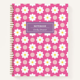 Custom Sweet Pink Retro Floral Pattern Notitieboek