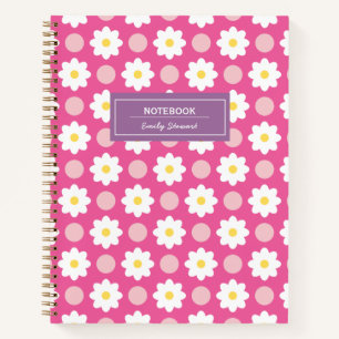 Custom Sweet Pink Retro Floral Pattern Notitieboek
