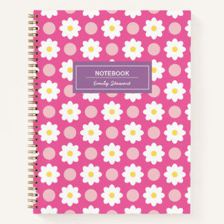 Custom Sweet Pink Retro Floral Pattern Notitieboek