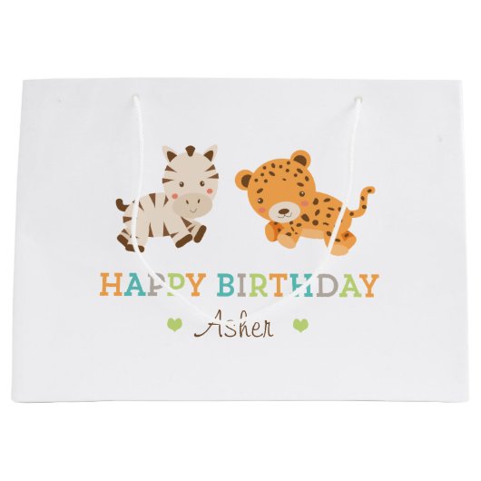 Custom Sweet Safari Gift Bag Groot Cadeauzakje (Voorkant)