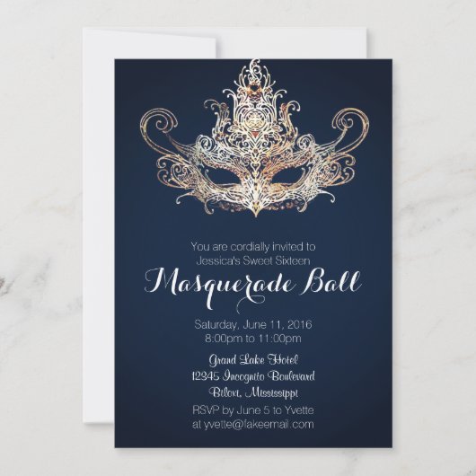 Custom Sweet Sixteen Masquerade Ball - Marine Kaart (Voorkant)