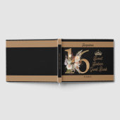 Custom Sweet Sixteen Zwart Bloemen Nummer Design Gastenboek (Volledig)