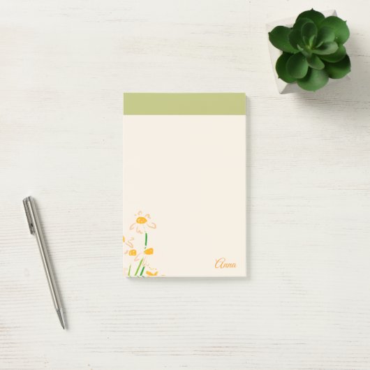 Custom sweet waterverf bloemen roze Groen Post-it® Notes (Kantoor)