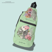 Custom Sweet waterverf floral skull Greenery Sling Bag