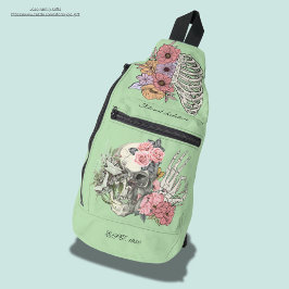 Custom Sweet waterverf floral skull Greenery Sling Bag