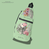 Custom Sweet waterverf floral skull Greenery Sling Bag