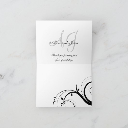 Custom Swirl Wedding Bedankt Opmerking Kaarten (Binnen)