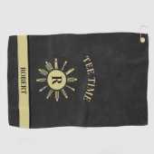 Custom T-shirt Time Clock Faux Leather Monogram Na Golfhanddoek (Horizontaal)