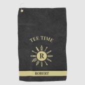 Custom T-shirt Time Clock Faux Leather Monogram Na Golfhanddoek (Voorkant)