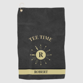 Custom T-shirt Time Clock Faux Leather Monogram Na Golfhanddoek