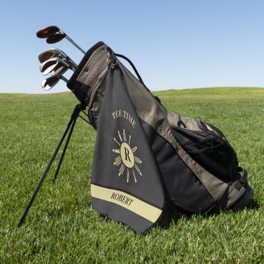 Custom T-shirt Time Clock Faux Leather Monogram Na Golfhanddoek (Groen)