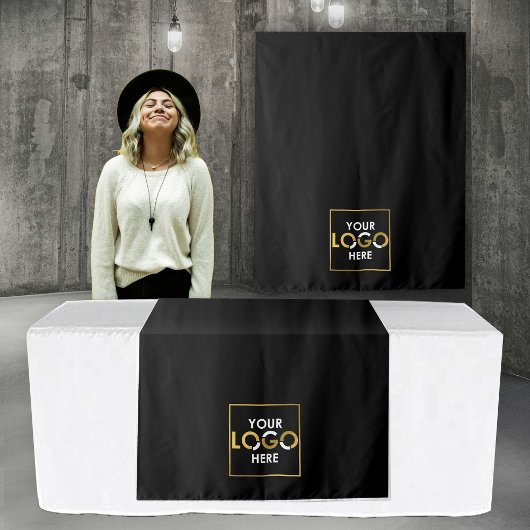 Custom Table Runner Banner Business Logo Zwart Wandkleed