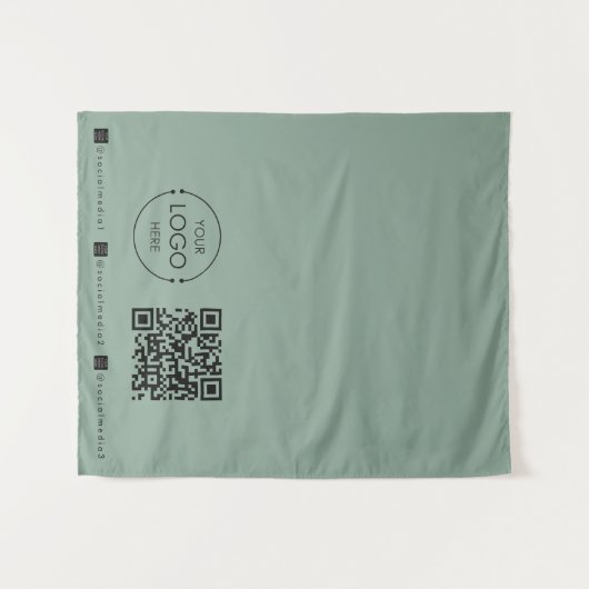 Custom Table Runner Banner Green Business QR Code Wandkleed (Voorkant (horizontaal))