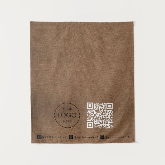 Custom Table Runner Banner Linen Business QR Code Wandkleed (Voorkant)