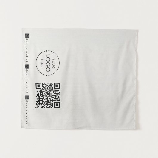 Custom Table Runner Banner Linen Business QR Code Wandkleed (Voorkant (horizontaal))