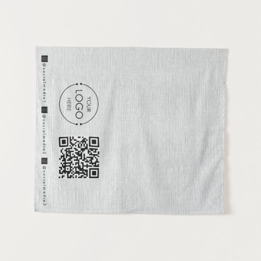 Custom Table Runner Banner Linen Business QR Code Wandkleed (Voorkant (horizontaal))