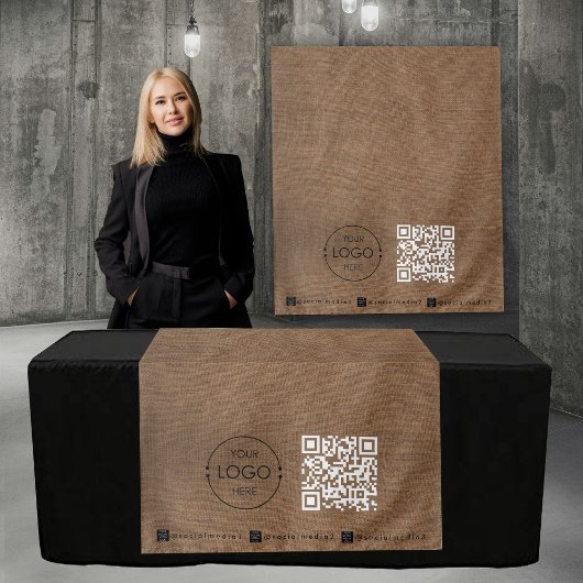 Custom Table Runner Banner Linen Business QR Code Wandkleed