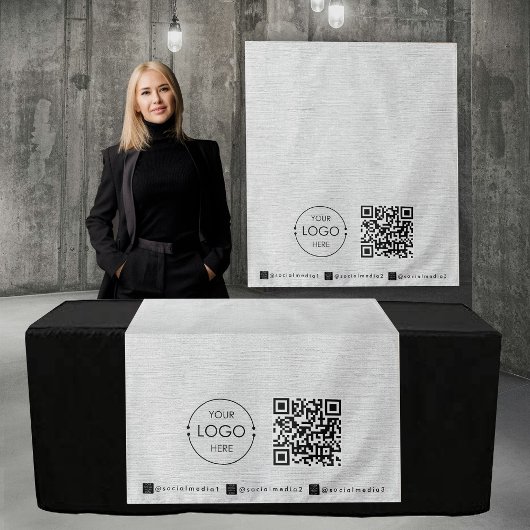 Custom Table Runner Banner Linen Business QR Code Wandkleed