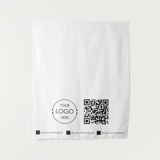 Custom Table Runner Banner White Business QR Code Wandkleed (Voorkant)