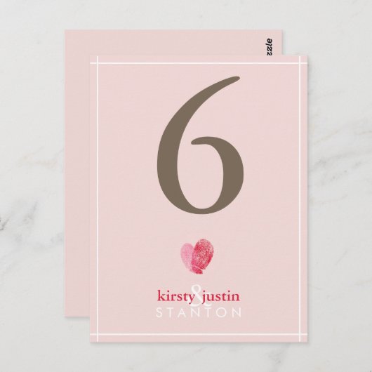 CUSTOM TAFELNUMMER schattige moderne vingerafdruk (Voorkant / Achterkant)