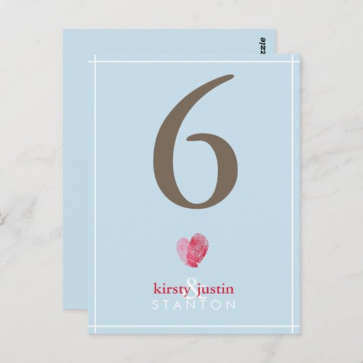 CUSTOM TAFELNUMMER schattige moderne vingerafdruk  (Voorkant / Achterkant)