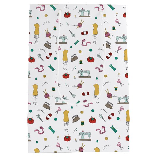 Custom Tailoring Tools Pattern Gift Bag Medium Cadeauzakje (Achterkant)