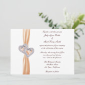 Custom Tangerine Hearts Bruiloft uitnodiging (Staand voorkant)
