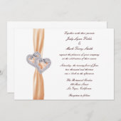 Custom Tangerine Hearts Bruiloft uitnodiging (Voorkant / Achterkant)