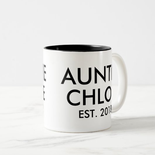 Custom Tante Mok Nieuwe Baby Zwangerschap Aankondi (Voorkant rechts)