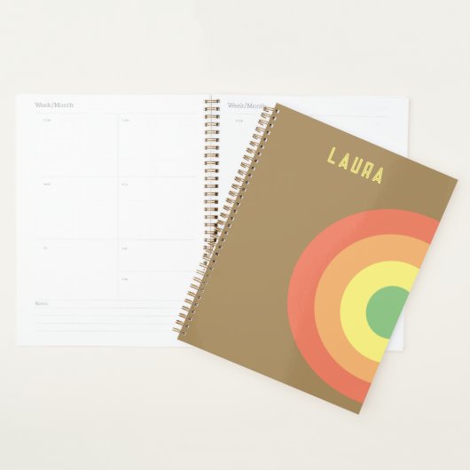 Custom Target Rainbow Pink, Mocha Brown Planner (Display)