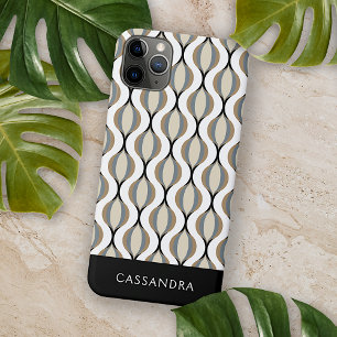 Custom Taupe Beige Tan Grijs Wit Zwart Ogee Waves Case-Mate iPhone Case