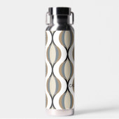 Custom Taupe Beige Tan Grijs Wit Zwart Ogee Waves Waterfles (Voorkant)