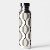 Custom Taupe Beige Tan Grijs Wit Zwart Ogee Waves Waterfles (Rechts)