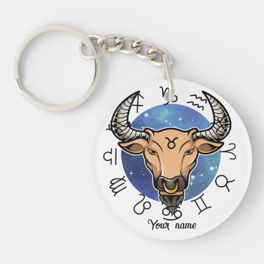 Custom Taurus & Capricorn Zodiac Keychain (Voorkant)