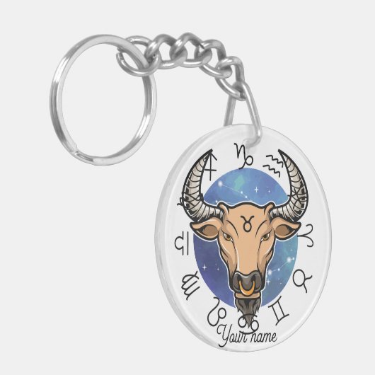 Custom Taurus & Virgo Zodiac Keychain (Voorkant Links)