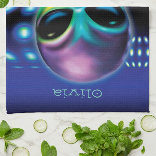 Custom Tea Towel Alien neemt me mee naar je feest Theedoek (Gevouwen)