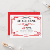 Custom Teacher Appreciation Gift Certificate Kaart (Voorkant / Achterkant in situ)