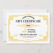Custom Teacher Appreciation Gift Certificate Kaart (Voorkant)