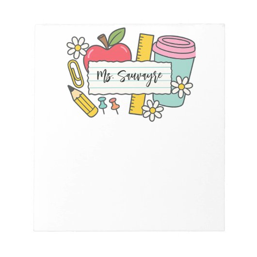 Custom Teacher Back to School & Teacher Notitieblok (Voorkant)