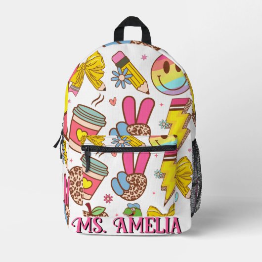 Custom Teacher Bag, Custom Back to School Bag Bedrukte Rugzak (Voorkant)