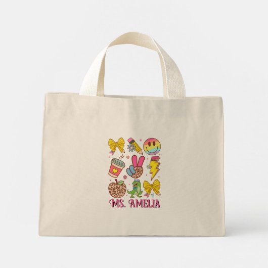 Custom Teacher Bag, Custom Back to School Bag Mini Tote Bag (Achterkant)